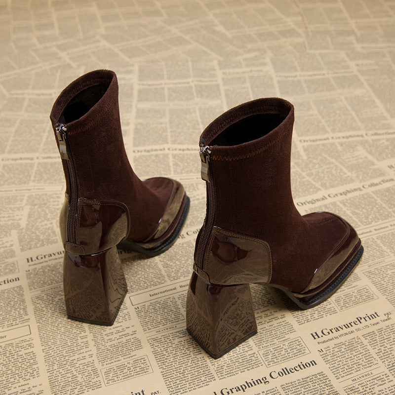 Women's High Super Thick Bottom Small Brown Boots