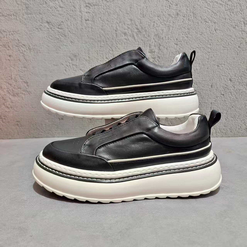 Men's Genuine Platform Fashion Top Layer Cowhide Height Men's Casual Shoes