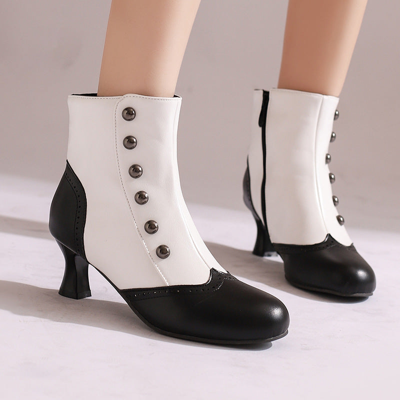 Women's Plus Size Color Matching Metal Rivet Heels