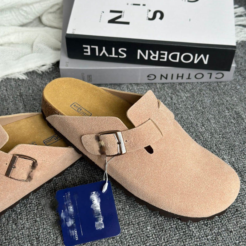 Women's Ma Liao Half Toe Box Soft Bottom Height Increasing Slip-on Men's Shoes