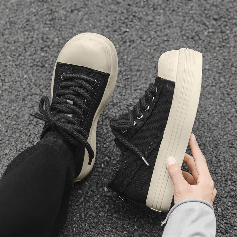 Headwear Round Head Ugly Cute Platform Distressed Leather Shoes