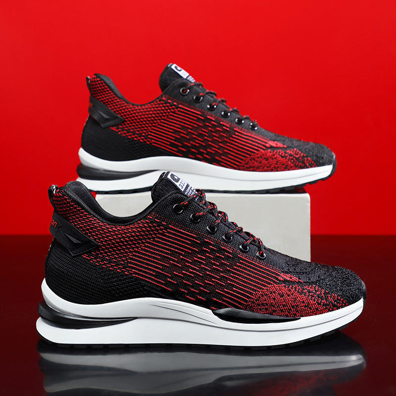 Men's Mesh Height Increasing Insole Breathable Flying Woven Men's Sports Shoes