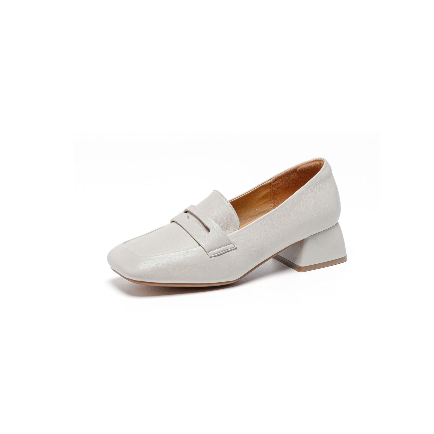Sheepskin Authentic Female Square Toe Soft Bottom Thick With Loafers