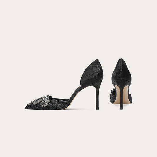Women's Sheepskin Hollow Wedding Bride Main Yarn Pointed Toe Women's Shoes