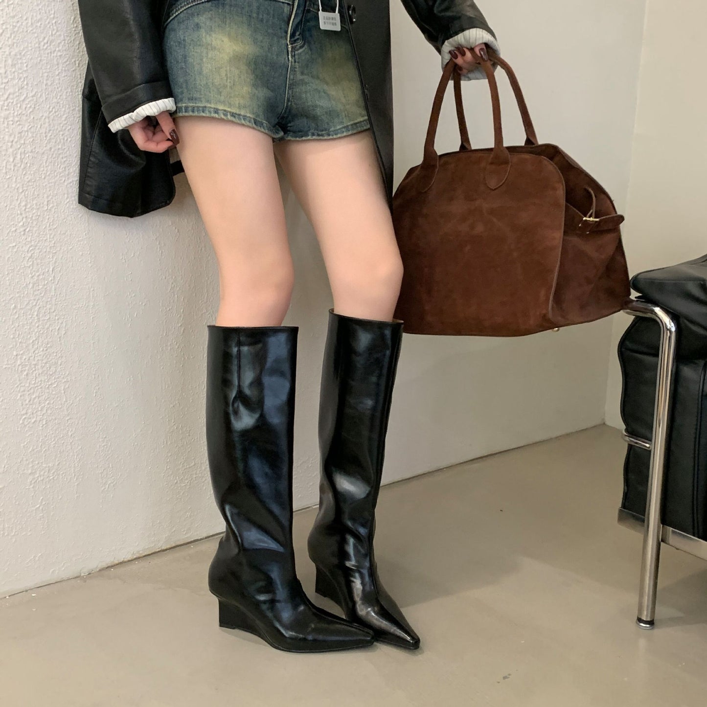High Female Retro Chunky Hot With Skirt Heels