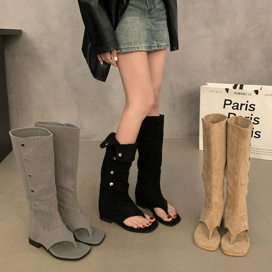 Women's Height Increasing Insole Western Cowboy Summer High Heeled Sandals