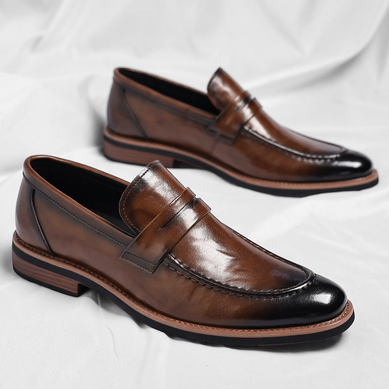 Men's British Style Slip-on Soft Bottom High Men's Business Leather Shoes