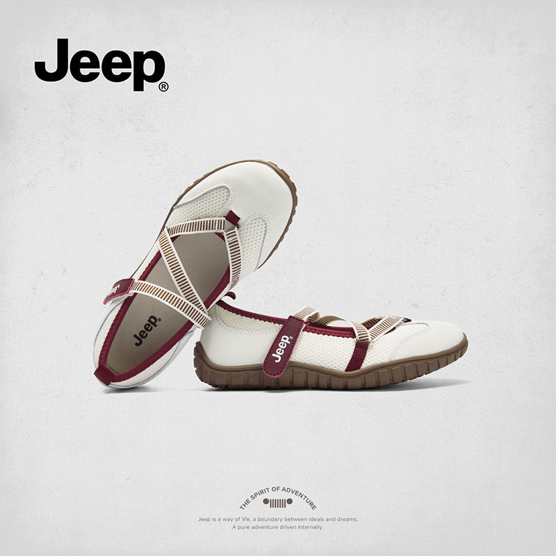 Women's Jeep Vintage Mary Jane Velcro Soft Bottom Ballet Breathable Men's Shoes