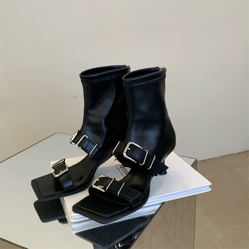 Tax-free Open Toe Split Sexy Peep Square Sandals