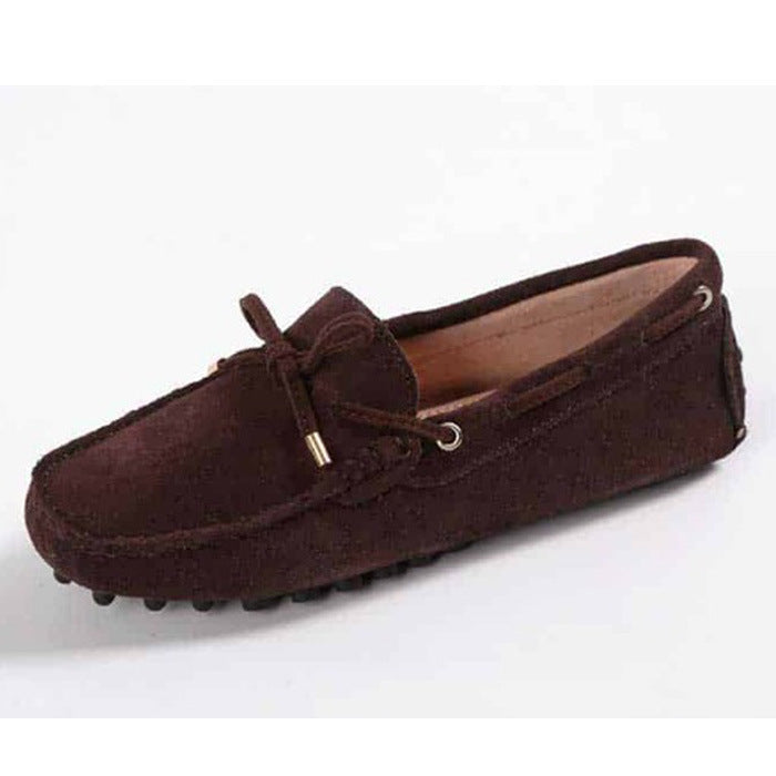 Women's Frosted Cowhide Driving Pumps Couples Genuine Women's Casual Shoes