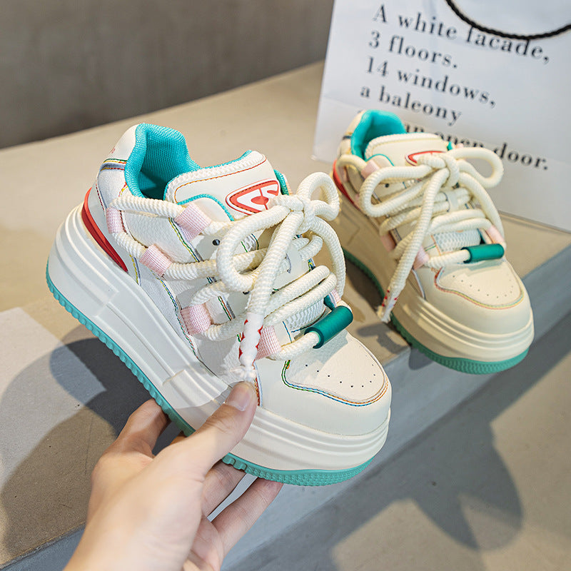 Women's Autumn Versatile White Genuine Elevator Platform Women's Shoes
