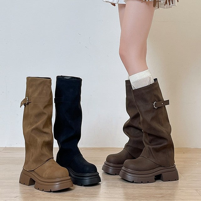 Women's Retro Easy Matching Handsome Fashion Temperament Thick Bottom Pants Women's Leather Boots