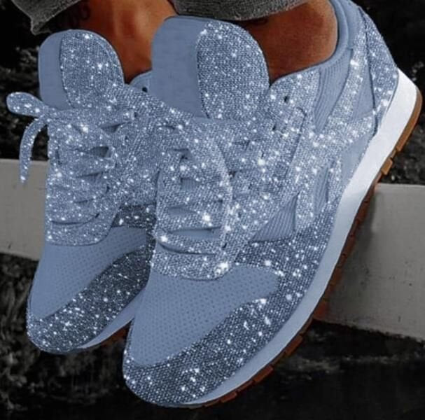 Women's Muffin Sequin Breathable Rhinestone Platform Plus Sneakers