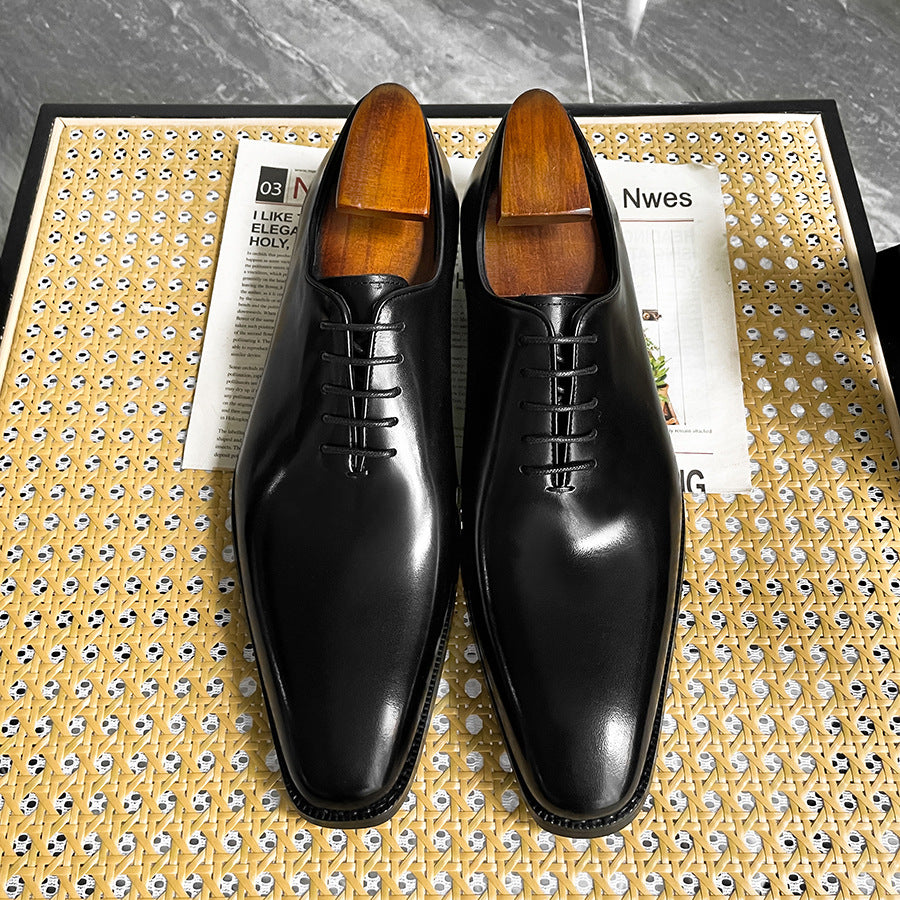 Men's Oxford Business Formal Wear Handmade Cowhide Brushed British Leather Shoes