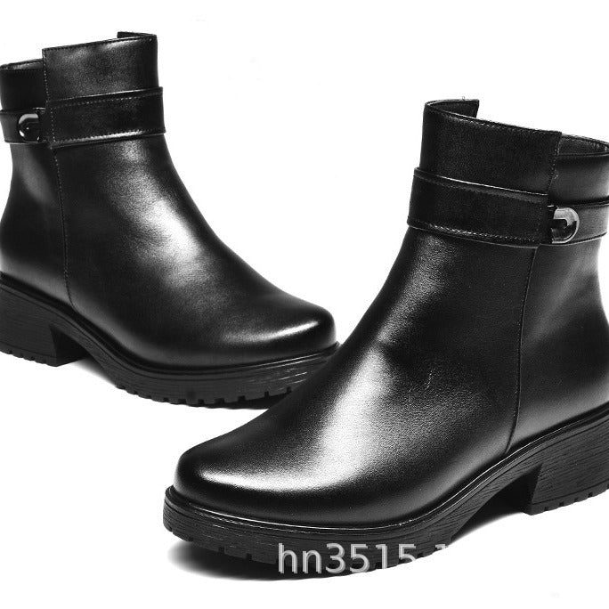 Women's Strong Man Winter British Martin Wool Chunky Cotton Women's Shoes
