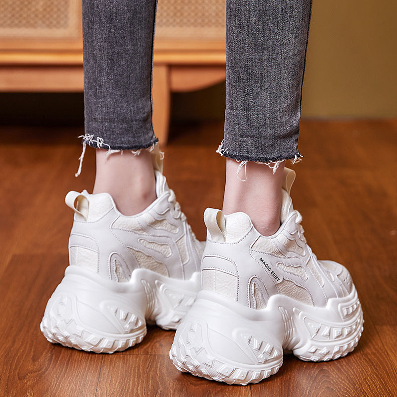 Women's Height Increasing Insole Breathable Clunky Platform Mesh Surface Small Women's Casual Shoes