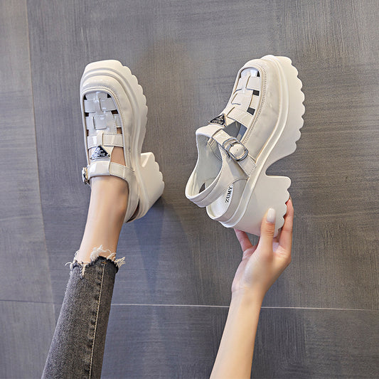Women's Summer Roman Woven Pitcher Plant Platform Women's Shoes