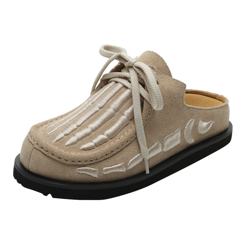 Women's & Men's Deer Kangaroo Round Toe Embroidery Niche Slippers