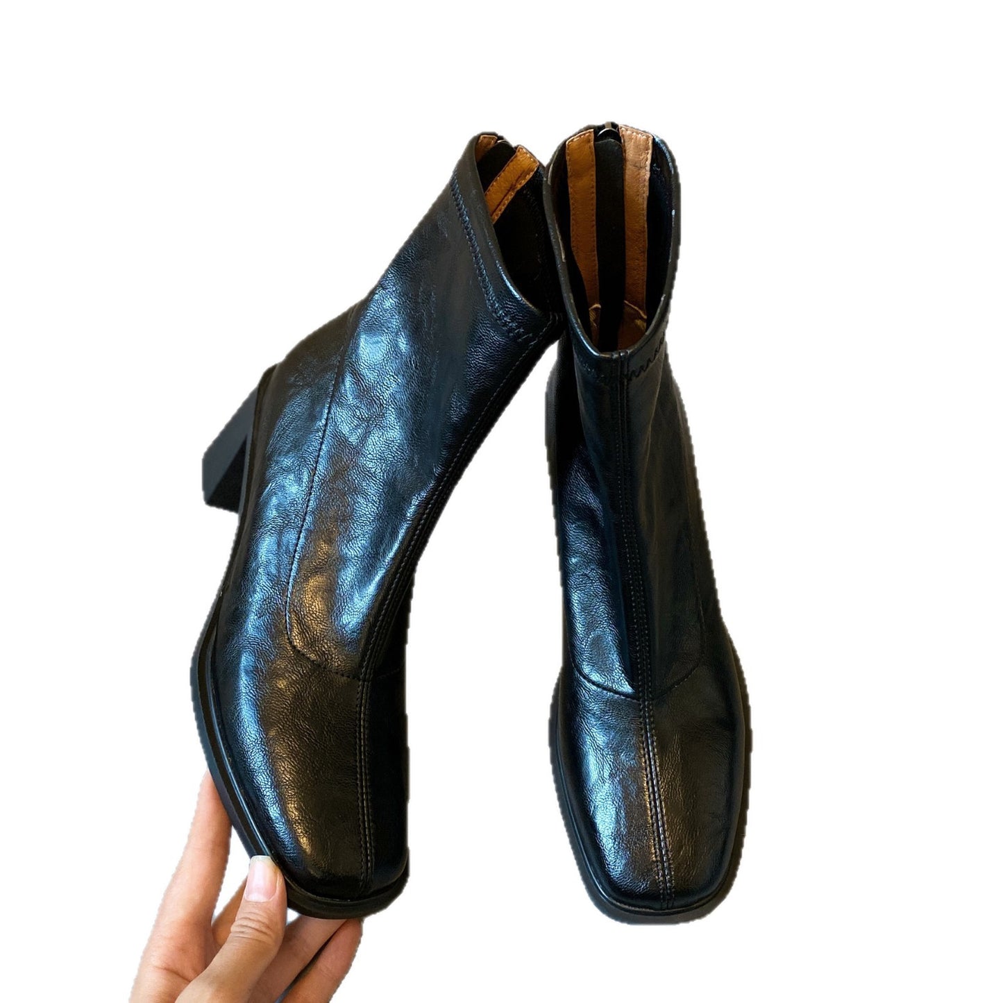 Toe Martin Small French Style Thick Women's Leather Boots