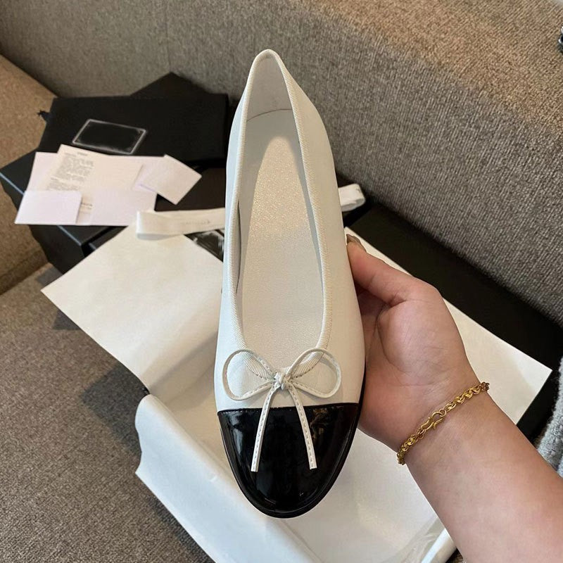 Women's Early Spring Classic Style Flat Pumps Round Head Shallow Mouth Women's Casual Shoes
