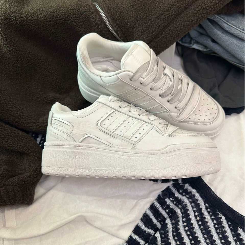 Women's White Thick Bottom Elevator Wild Sports Women's Board Shoes