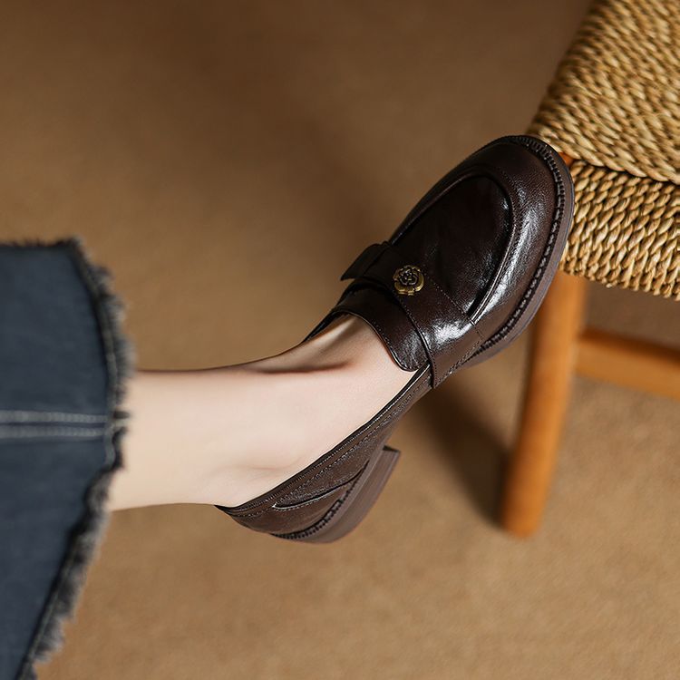 Women's Spring Pumps Round Head Chunky Mid Women's Fashion Shoes