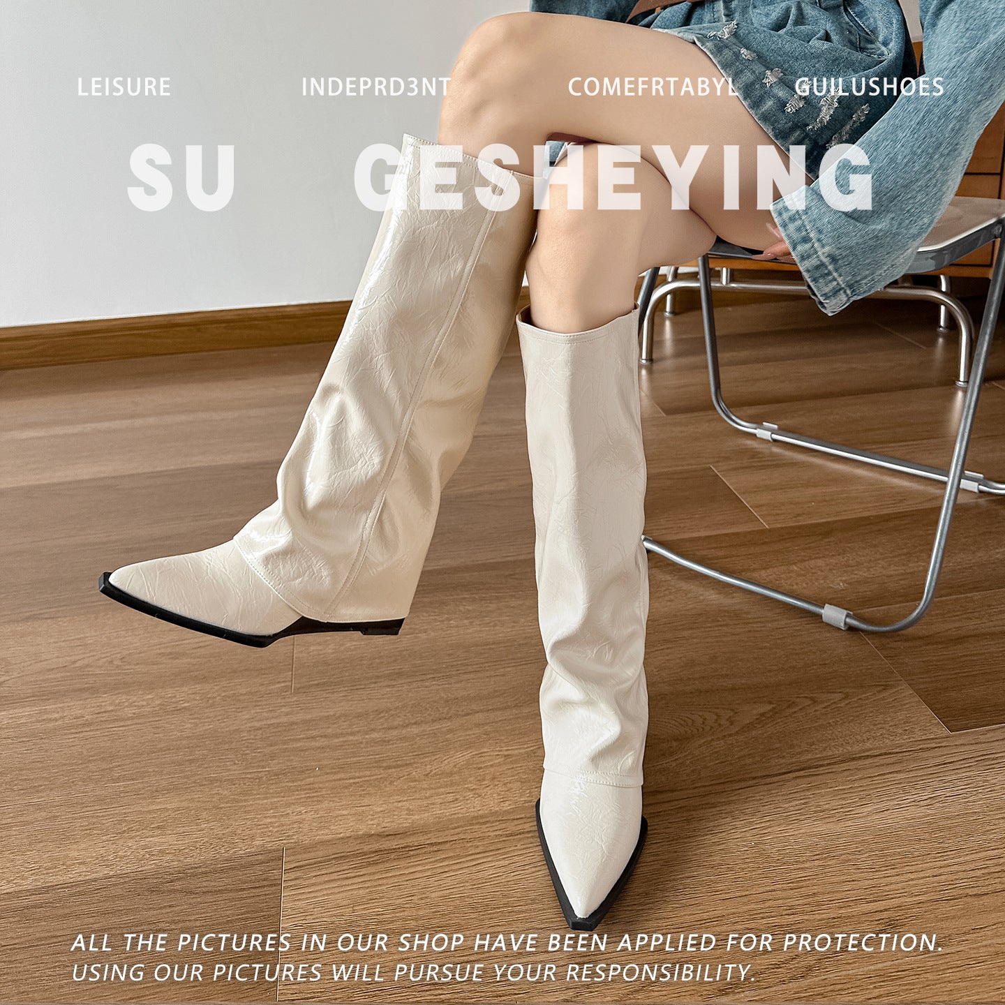 Below The Knee Long Female Hot Khaki Big Tube Women's Leather Boots