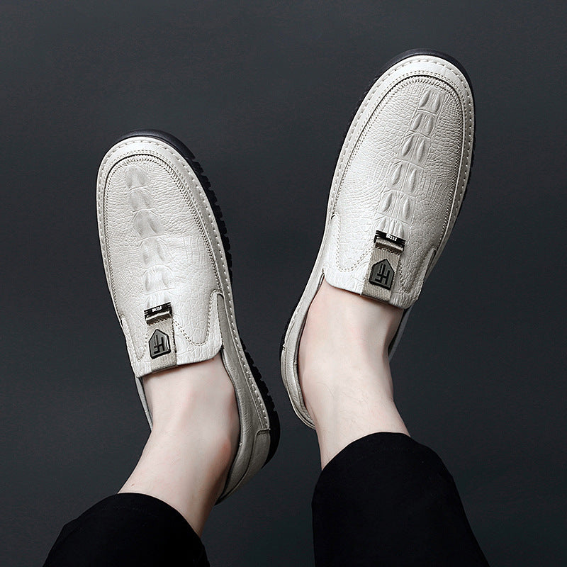 Men's Soft Bottom Slip On Crocodile Pattern Casual Shoes