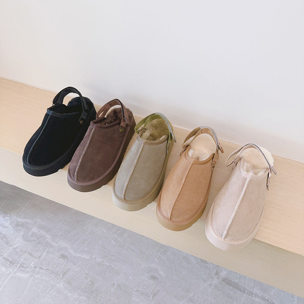 Thickened Fleece-lined Two-way Wear Platform Winter Women's Snow Boots