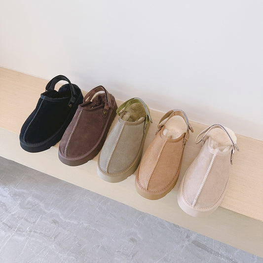 Thickened Fleece-lined Two-way Wear Platform Winter Women's Snow Boots