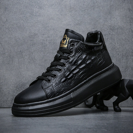 Men's Fashionable Cowhide Fashion Soft Bottom Skateboard Casual Shoes