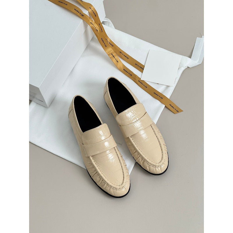Women's Eel Skin Vintage Style Flat Pumps Loafers