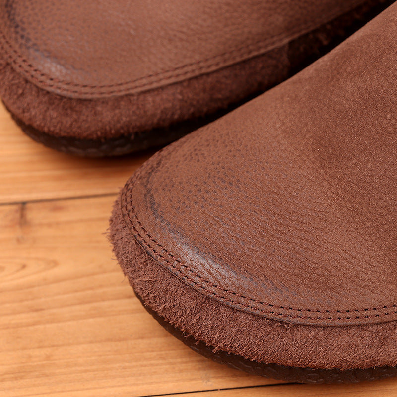Men's One Pedal Breathable Soft Bottom Lightweight Single Layer Cowhide Lazy Men's Casual Shoes