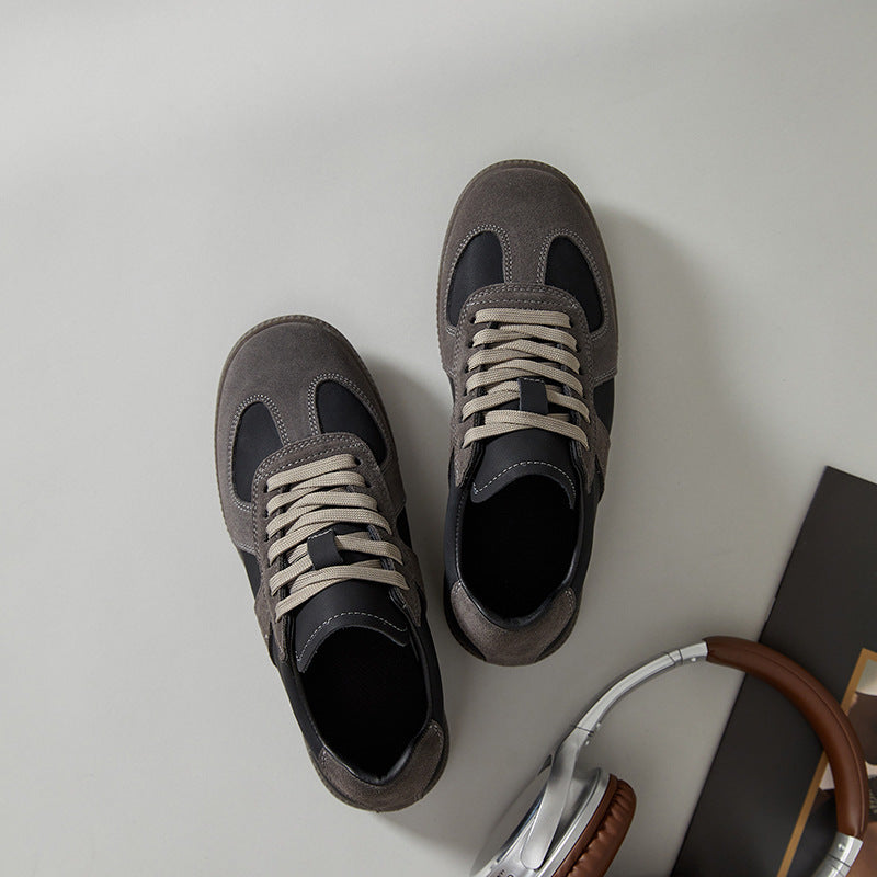 Men's & Women's Full Cowhide German Training Couple Flat Height Increasing Retro Easy Men's Shoes