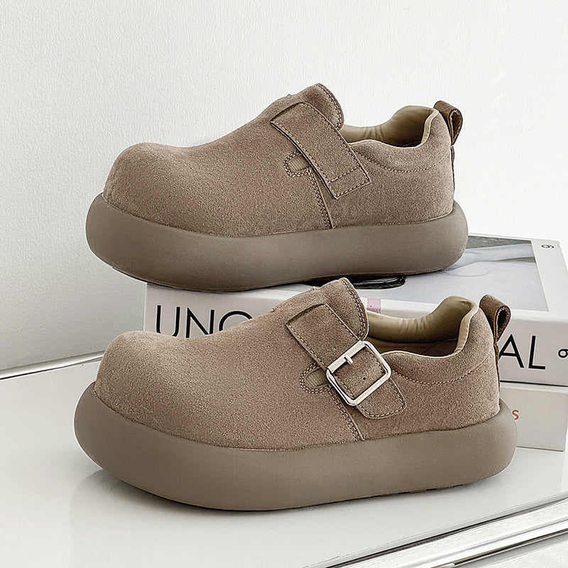 Men's Spring Round Toe Buckle Platform Couple Fashion Men's Shoes