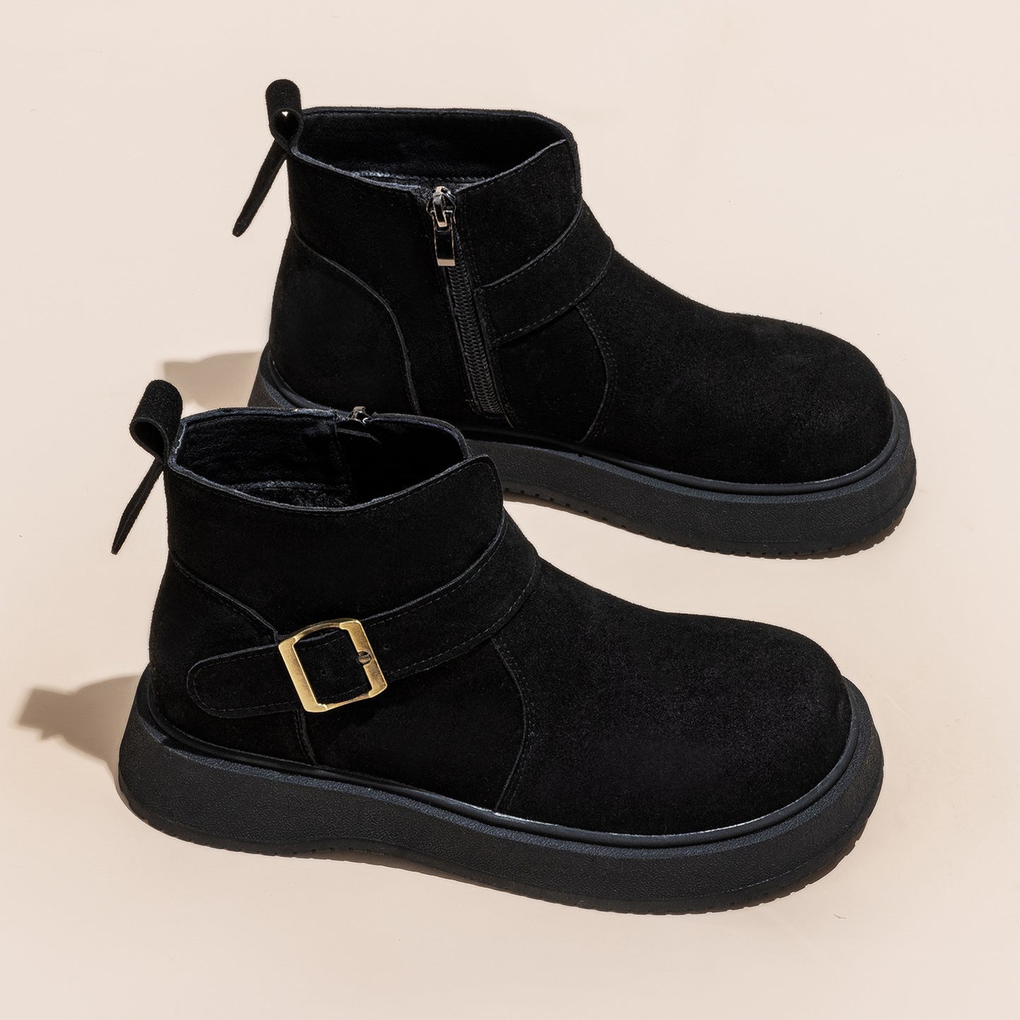 Women's Martin For Thick Bottom Fleece-lined Ankle Women's Leather Boots