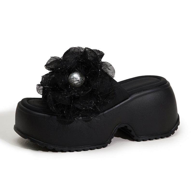 Women's Wear Fashion Out One-word Half Chunky Slippers