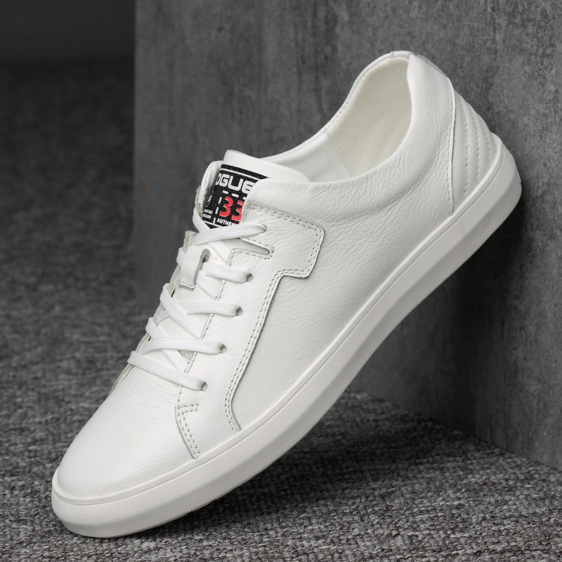 Men's Top Layer Cowhide Autumn White Low Sneakers