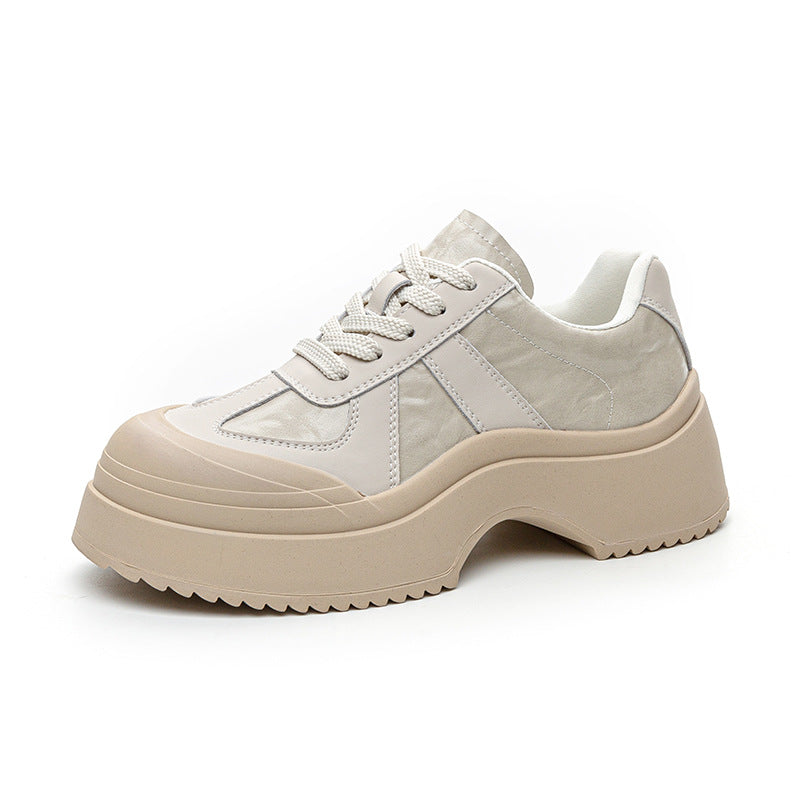Women's White Korean Height Increasing Lazy Clunky For Women's Sports Shoes