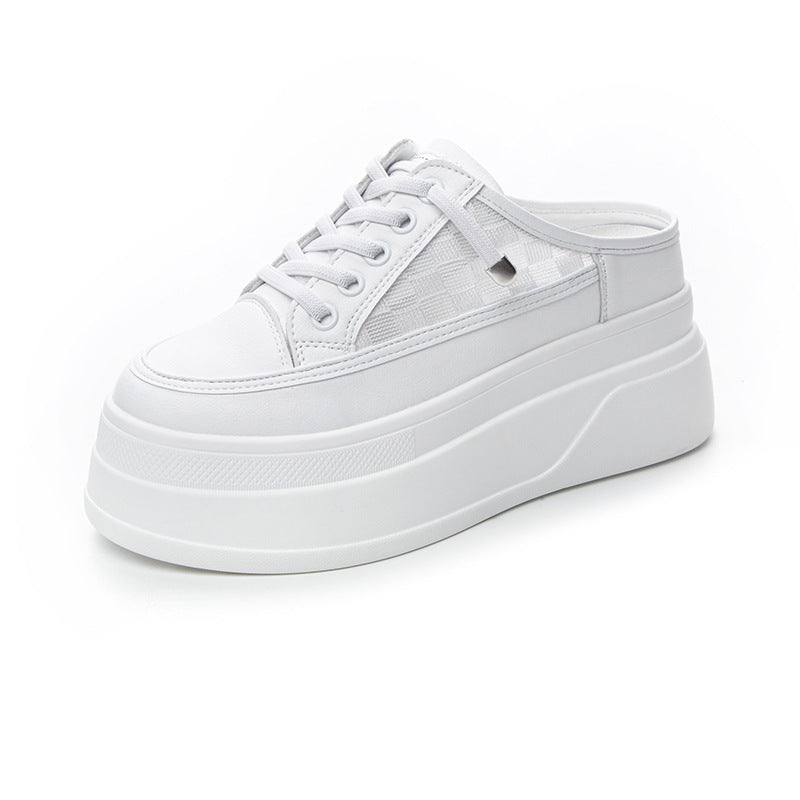 Women's Mesh Closed Toe Half Support White Casual Shoes