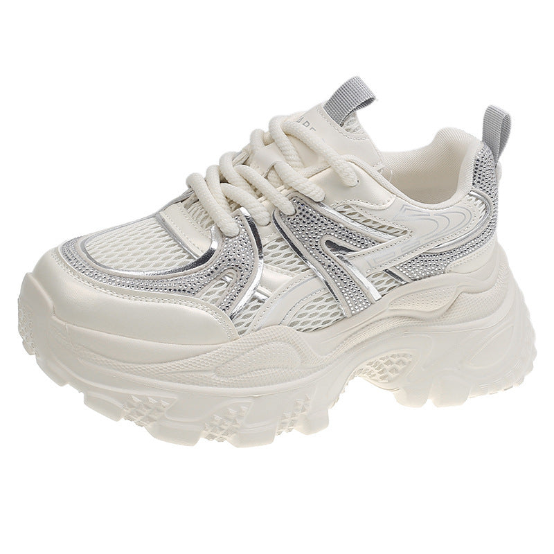 Women's Soft Rhinestone Dad Autumn Mesh Breathable Women's Sports Shoes