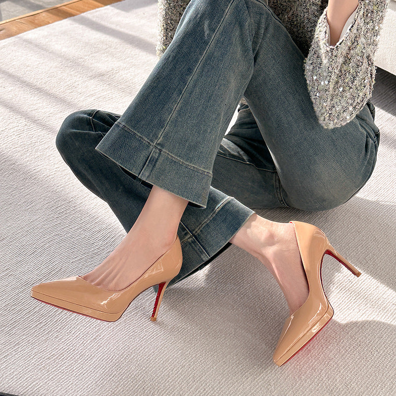 Women's High Plus Size French Style High-grade Black Not Tired Feet Women's Fashion Shoes