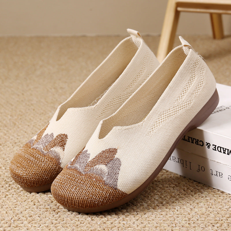 Women's Slip-on Soft Bottom Mom Flat Pumps Casual Shoes