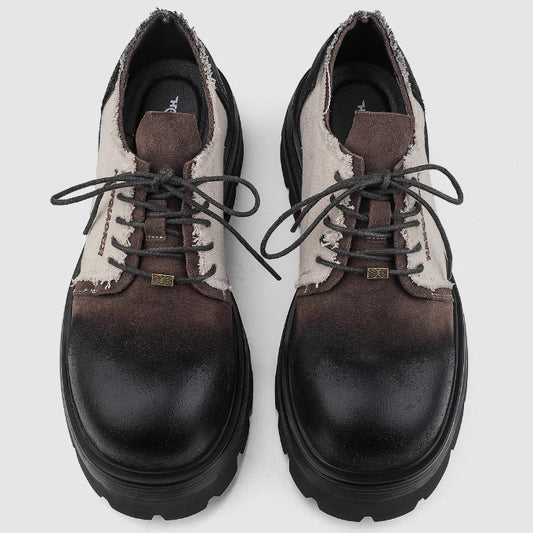 Men's Design Big Head Raise The Bottom Men's Casual Leather Shoes