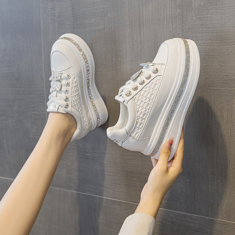 Thick Bottom Beads Background Rhinestone Heightened Easy Women's Casual Shoes