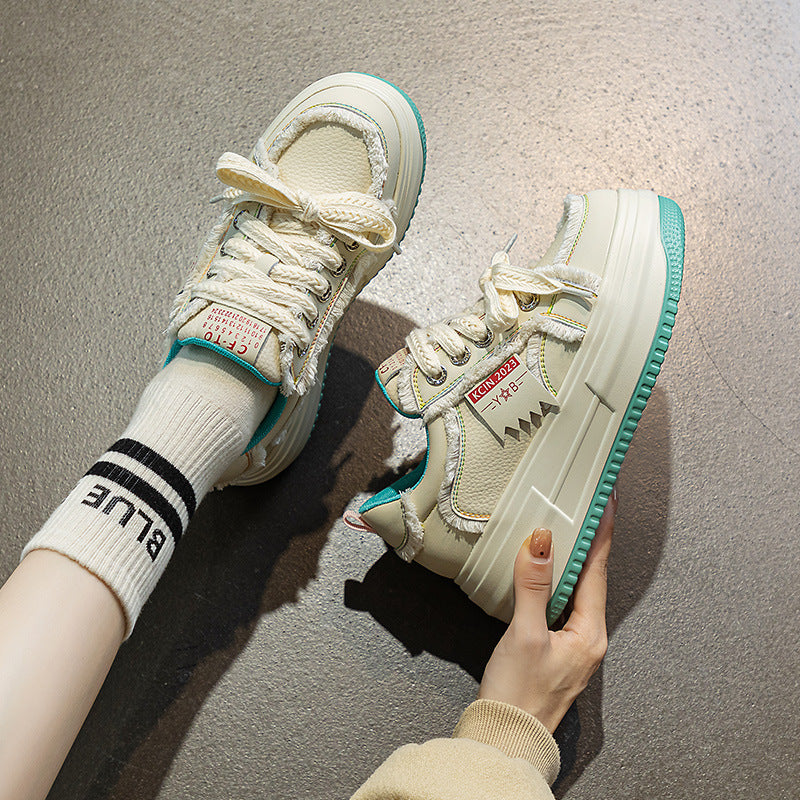 Women's Muffin Elevator White Versatile Niche Sports Women's Casual Shoes