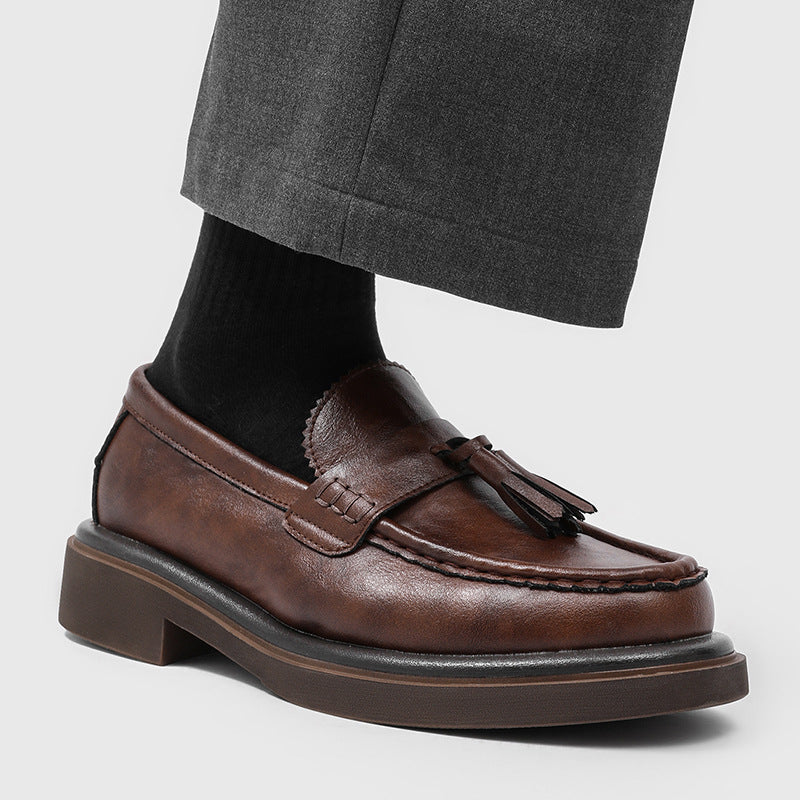Graceful Men's Summer Fashion Big Head Leather Shoes