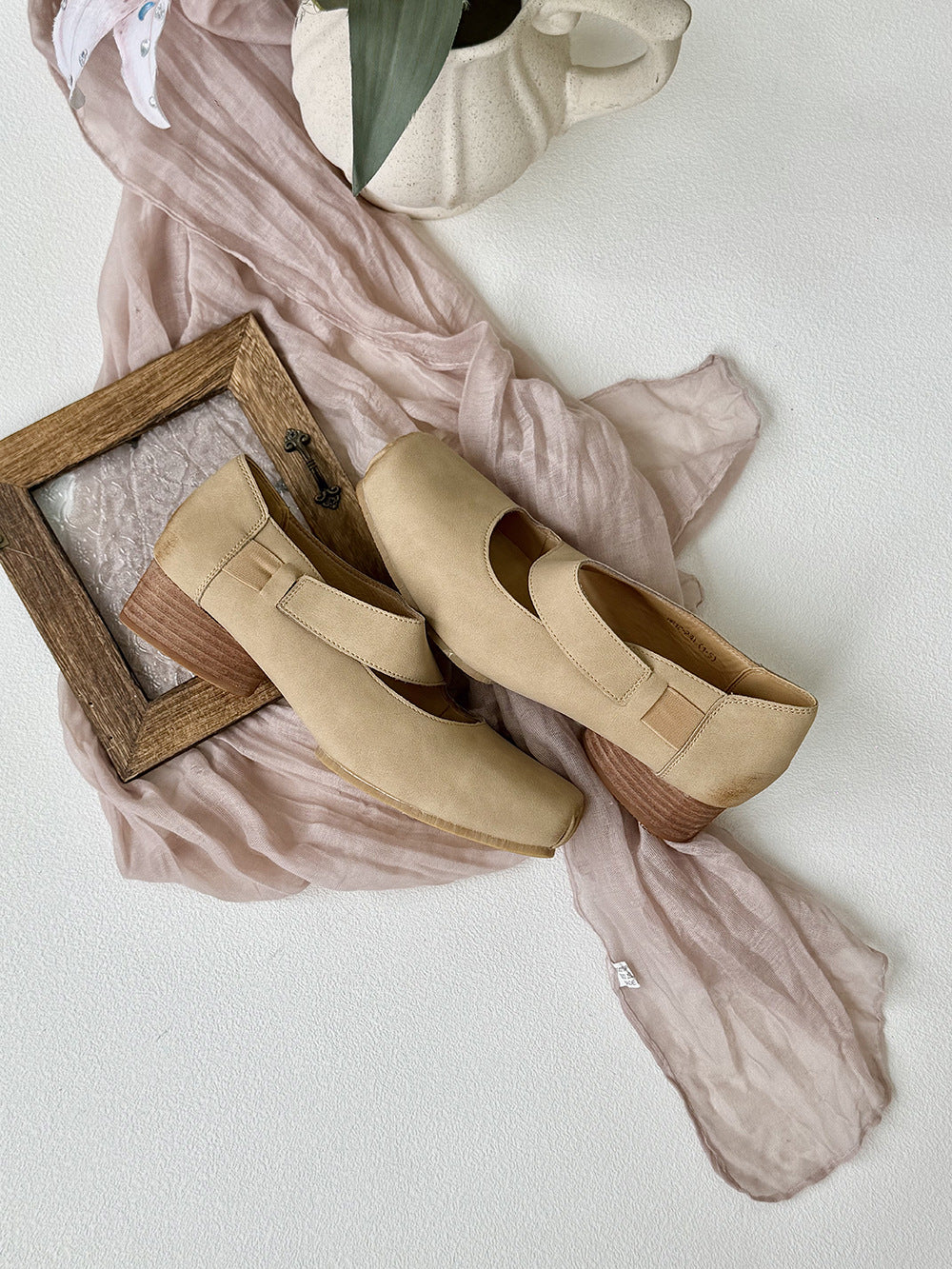 Women's Square Toe Retro Style Brushed Pumps Women's Fashion Shoes