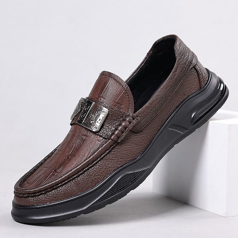 Men's Autumn Sheepskin Fashion Slip-on Soft Bottom Casual Shoes