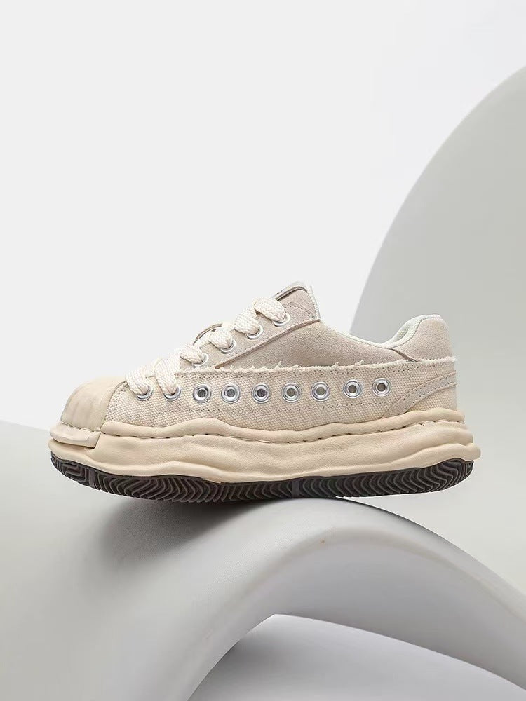 Women's & Men's Stitching Shell Toe Dissoed Design Platform Sneakers